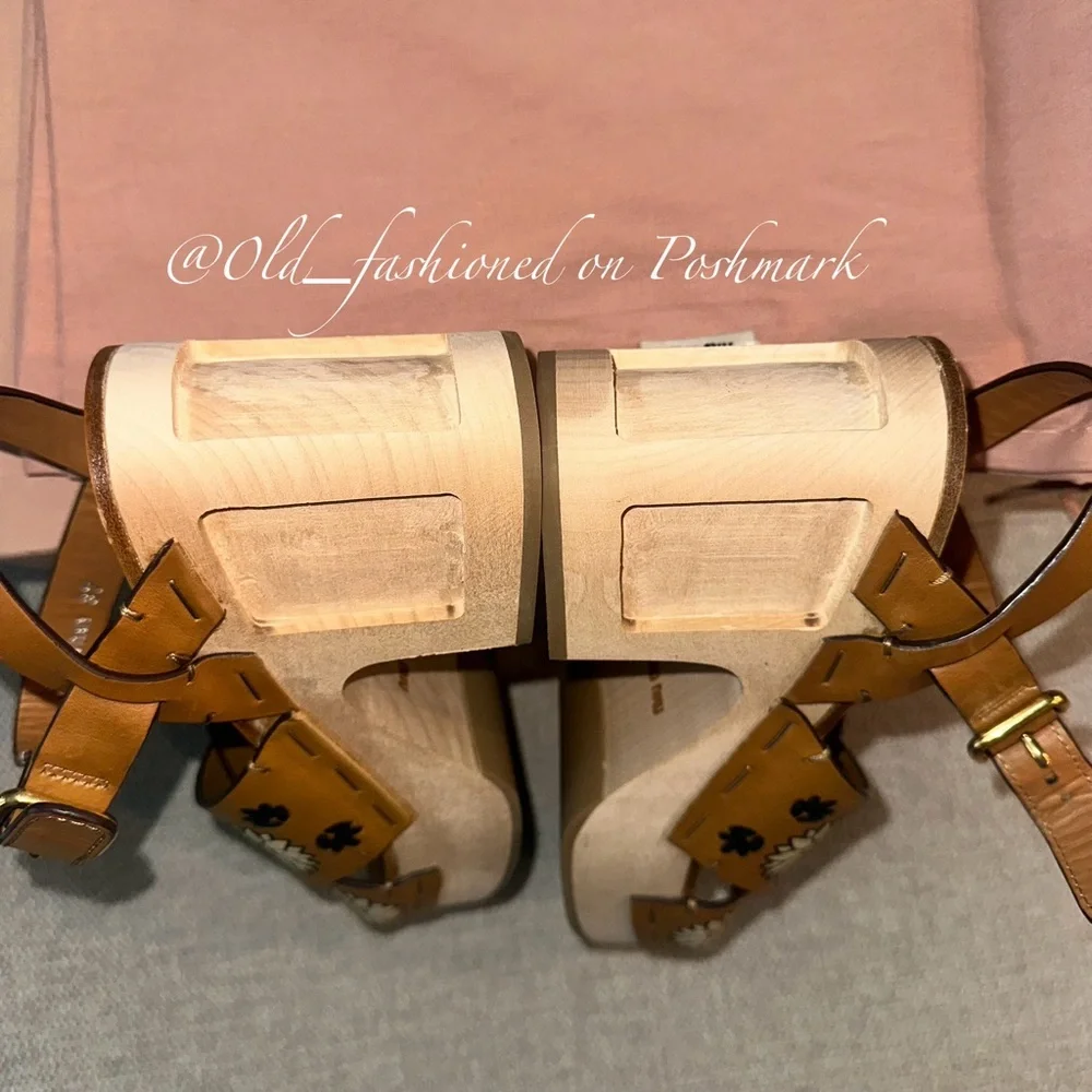 MIU MIU Platform Leather Sandals 37 - Picture 11 of 15